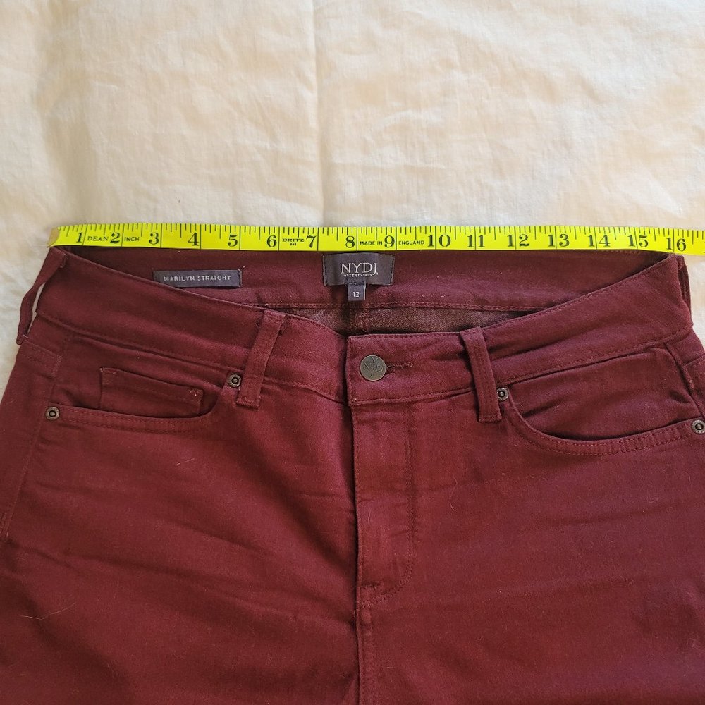 NYDJ Jeans - Marilyn Straight - Size 12 - Burgundy